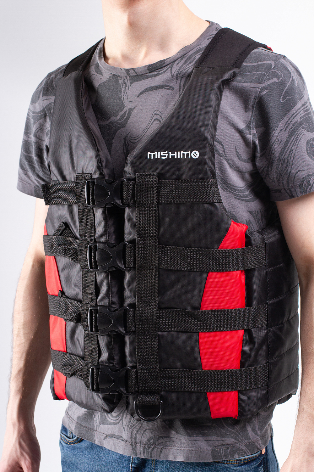 Жилет спасательный MISHIMO PRO Премиум качества Черно-красный в Обнинске